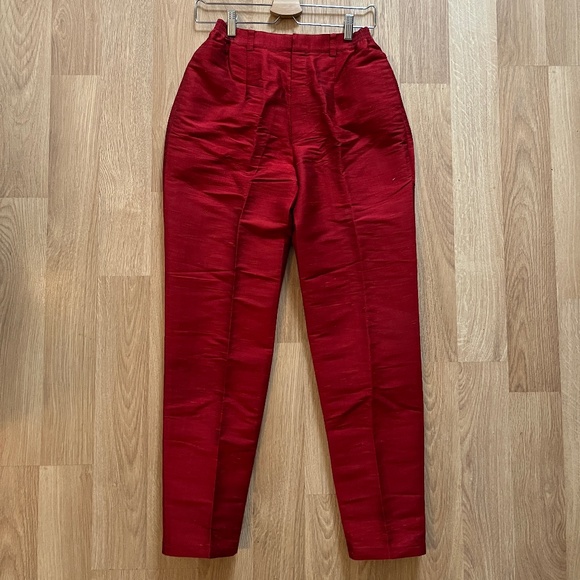 Silk Red Trouser Pants - Picture 1 of 5